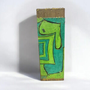 GREEN Pastels Abstract Surreal Resin Wood Block